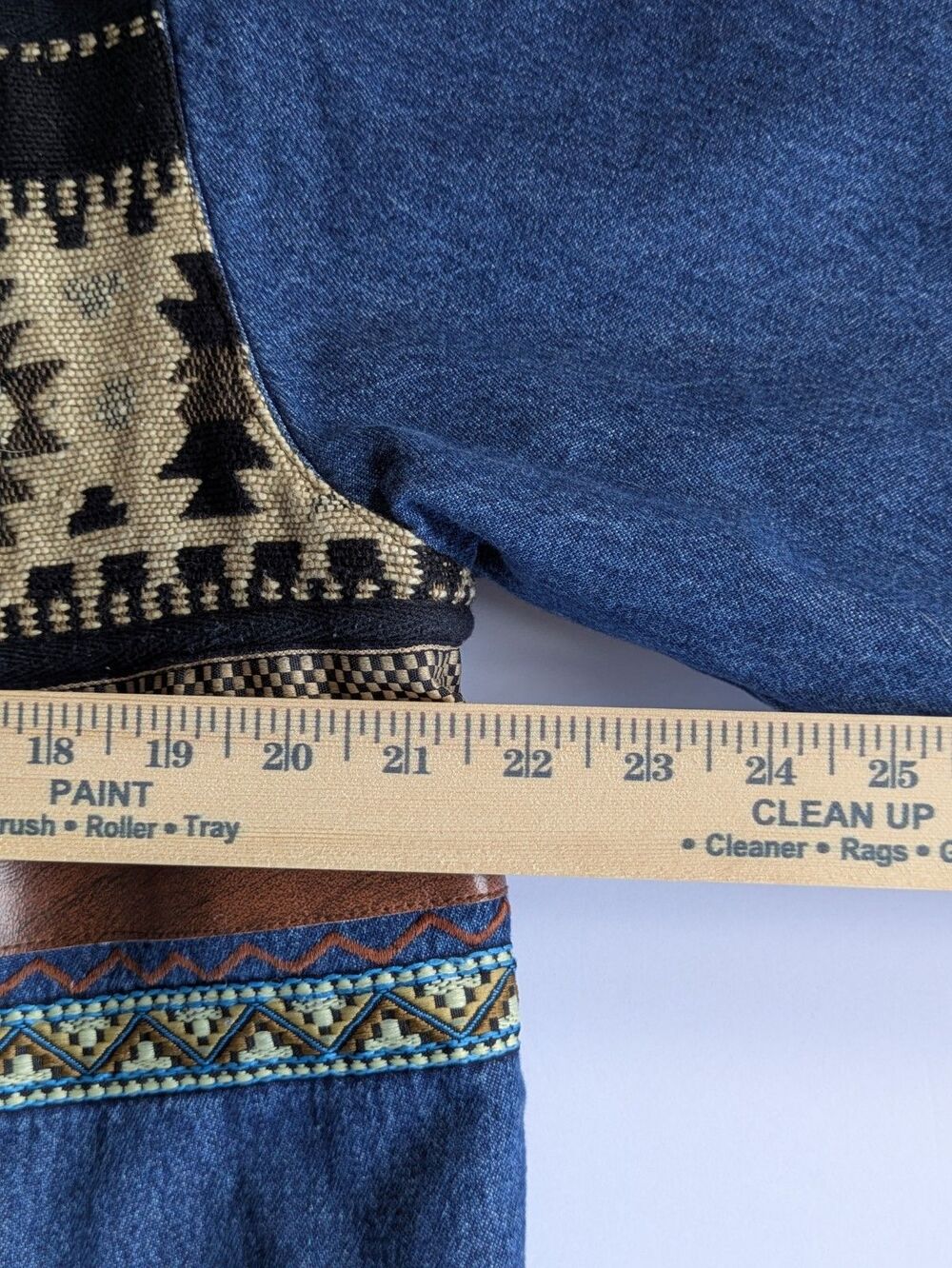 Vintage 220 Hickory Women Jacket Blue Denim Southwestern Aztec Fringe Lined MED - Picture 12 of 16